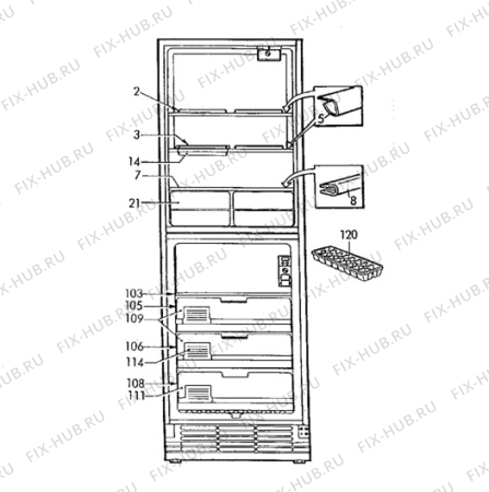 Взрыв-схема холодильника Electrolux TR1177S - Схема узла Furniture